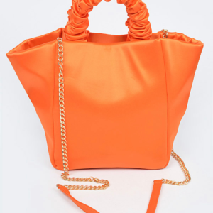 Orange Satin Tote Crossbody Handbag for Women