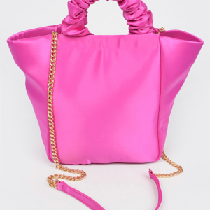 Pink Satin Tote Crossbody Handbag for Women