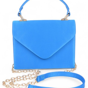 Women’s Classic Satin Flap Envelope Top Handle Crossbody Bag Blue