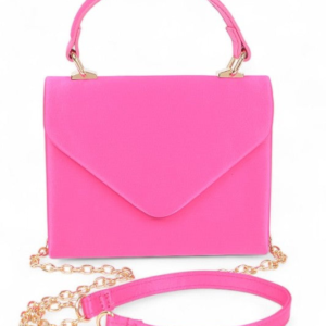 Women’s Classic Satin Flap Envelope Top Handle Crossbody Bag Pink