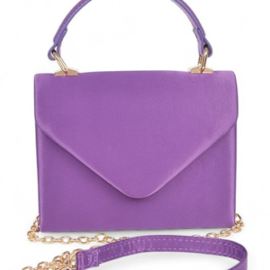 Women’s Classic Satin Flap Envelope Top Handle Crossbody Bag Purple